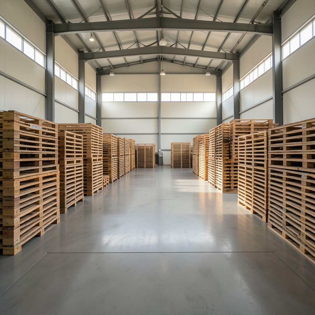 Warehouse staging area prepared for seasonal wholesale volume